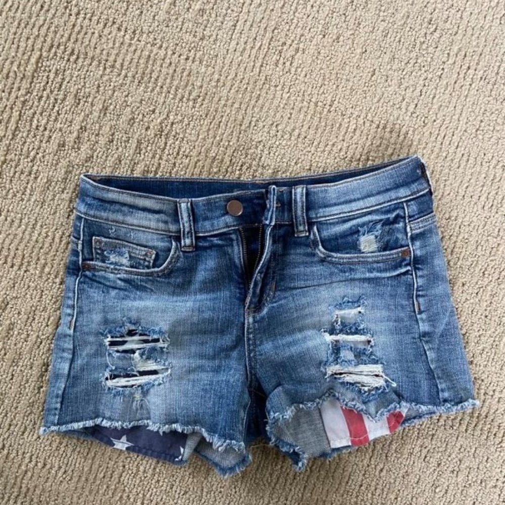American flag jean shorts